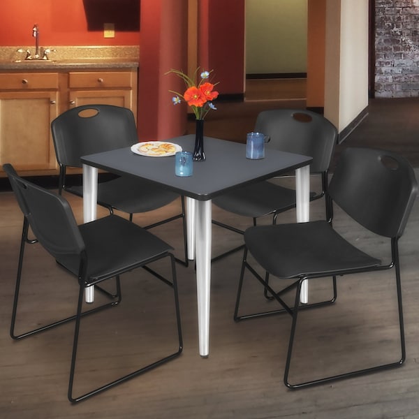 Regency Kahlo Square Table & Chair Sets, 36 W, 36 L, 29 H, Wood, Metal, Polypropylene Top, Grey TPL3636GYCM44BK - main